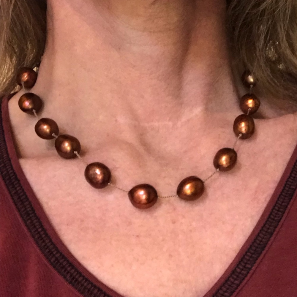 Authentic bronze fresh-water pearl necklace